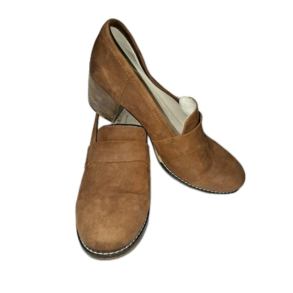 Womens Zapato Brown Suede Handmade In Italy Leather Block Heels Size 41  (8)